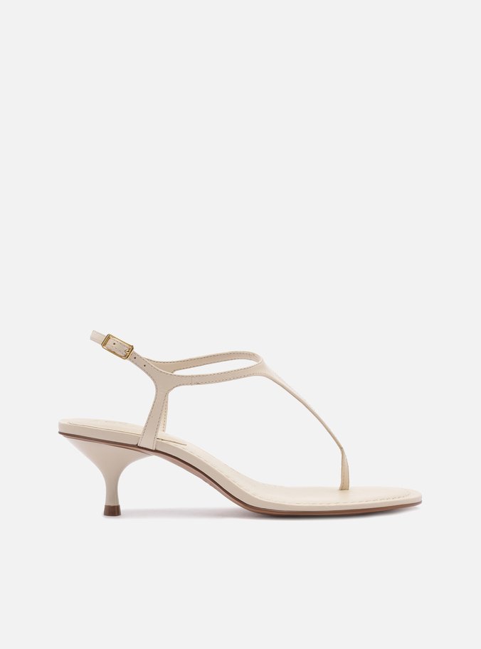 Sandália Off White Salto Kitten Tira Thong