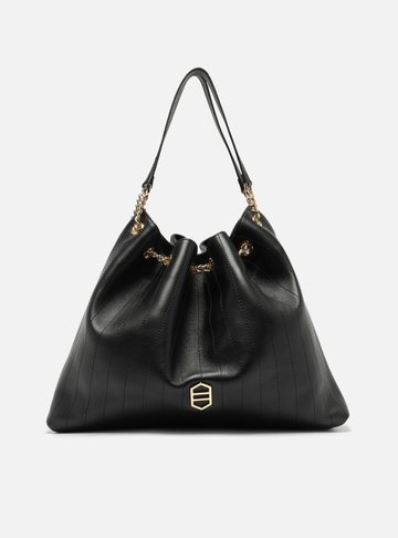 Bolsa Hobo Preta Couro Grande Matelassê