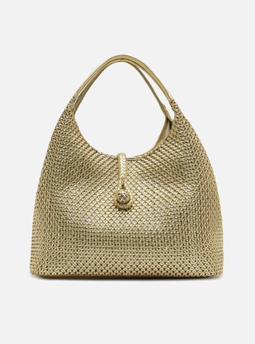 Bolsa Hobo Dourada Couro Grande Tressê Lenny