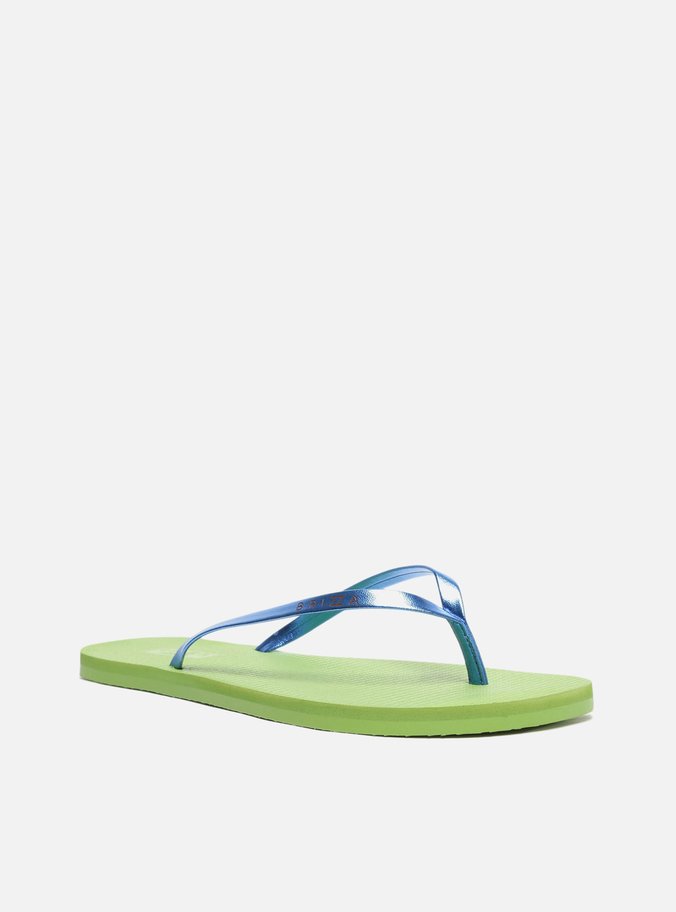 Chinelo de Dedo Verde Tira Metalizada Azul Brizza