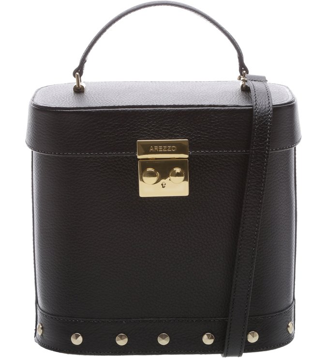 Bolsa Couro Estruturada Média Preto