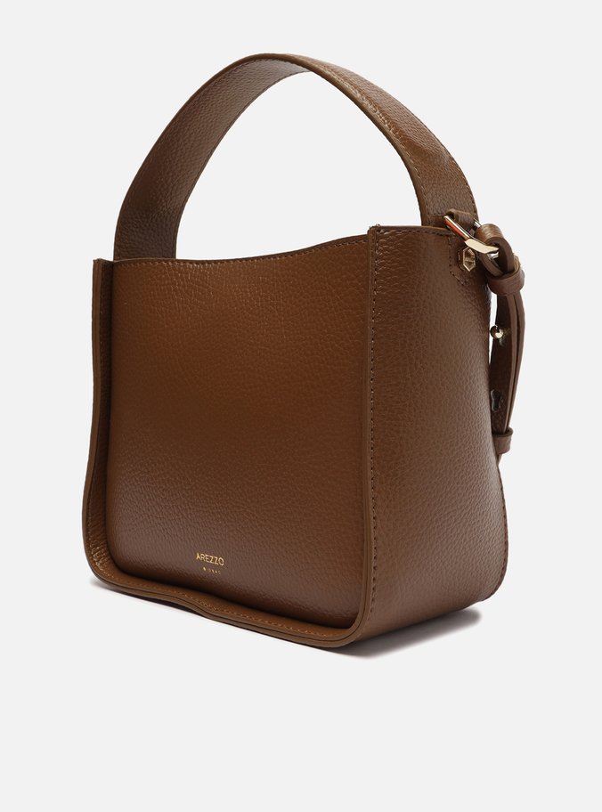 Bolsa Tote Marrom Couro Pouch Pequena