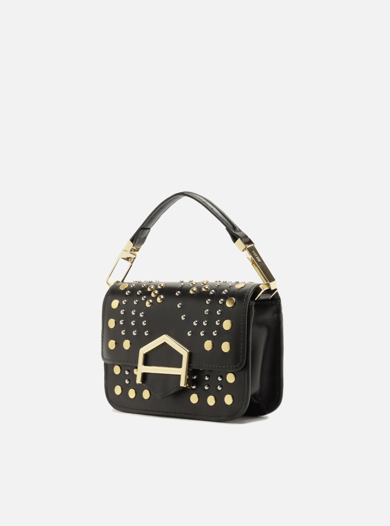 Bolsa Pequena Preta Couro Fecho Dourado Corrente — foto 2