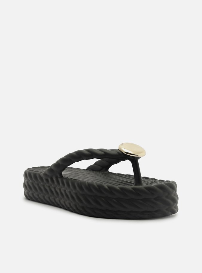 Sandália Preta Flatform Marrocos Mid Metal