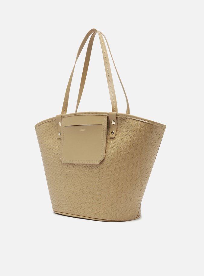 Bolsa Shopping Bege Tressê Grande Bolso Frontal