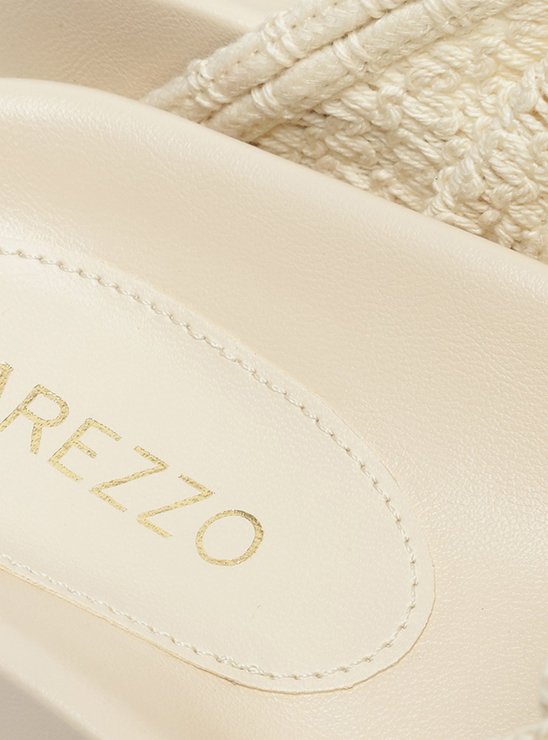 Rasteira Off-White Tecido Tiras Nós