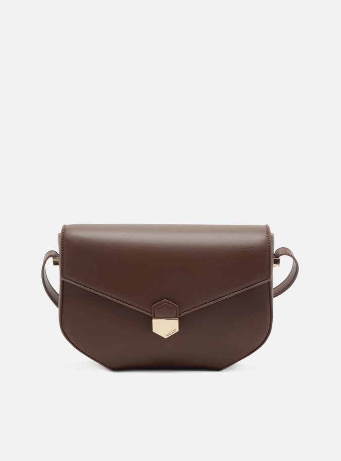 Bolsa Tiracolo Marrom Botão Média