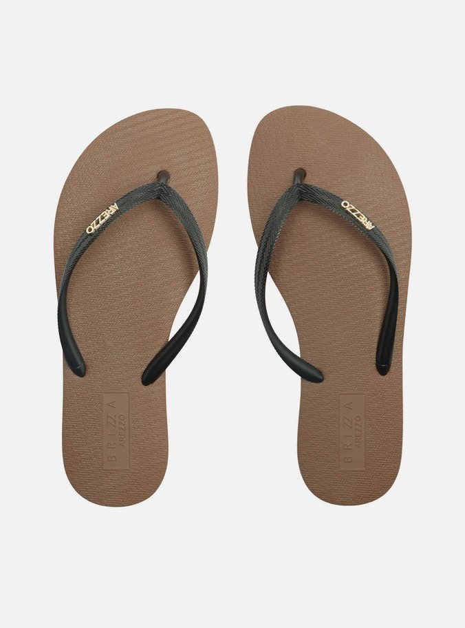Chinelo de Dedo Marrom Tira V Metais Brizza