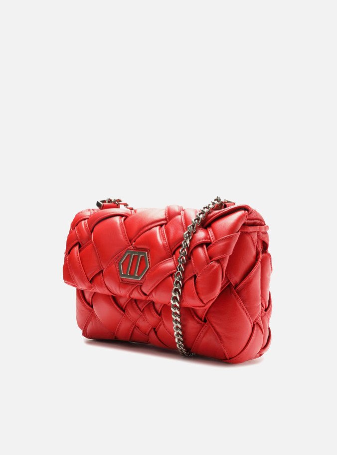 Bolsa Tiracolo Vermelha Couro Tressê Média