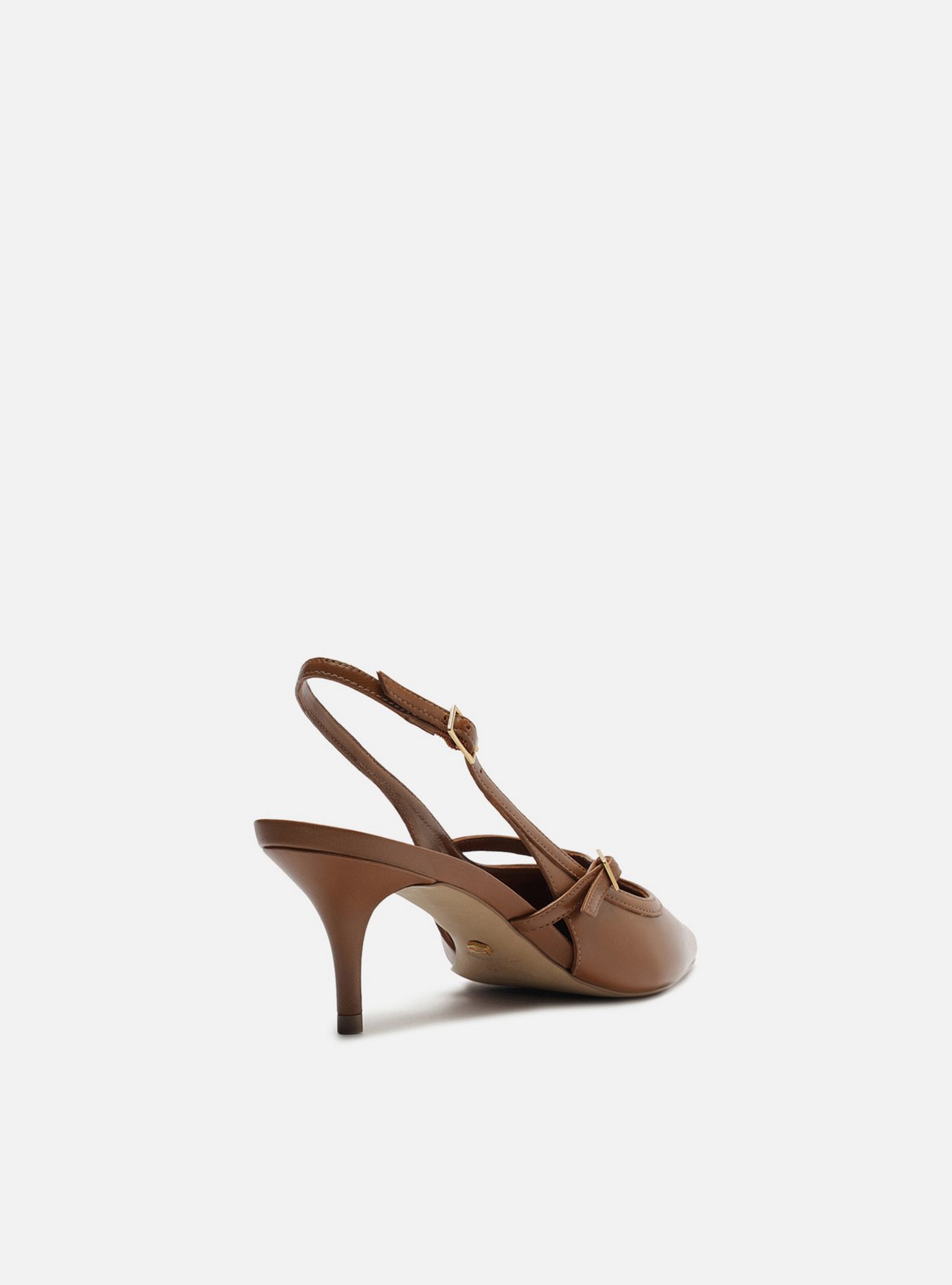 Scarpin Marrom Couro Salto Fino Slingback — foto 3