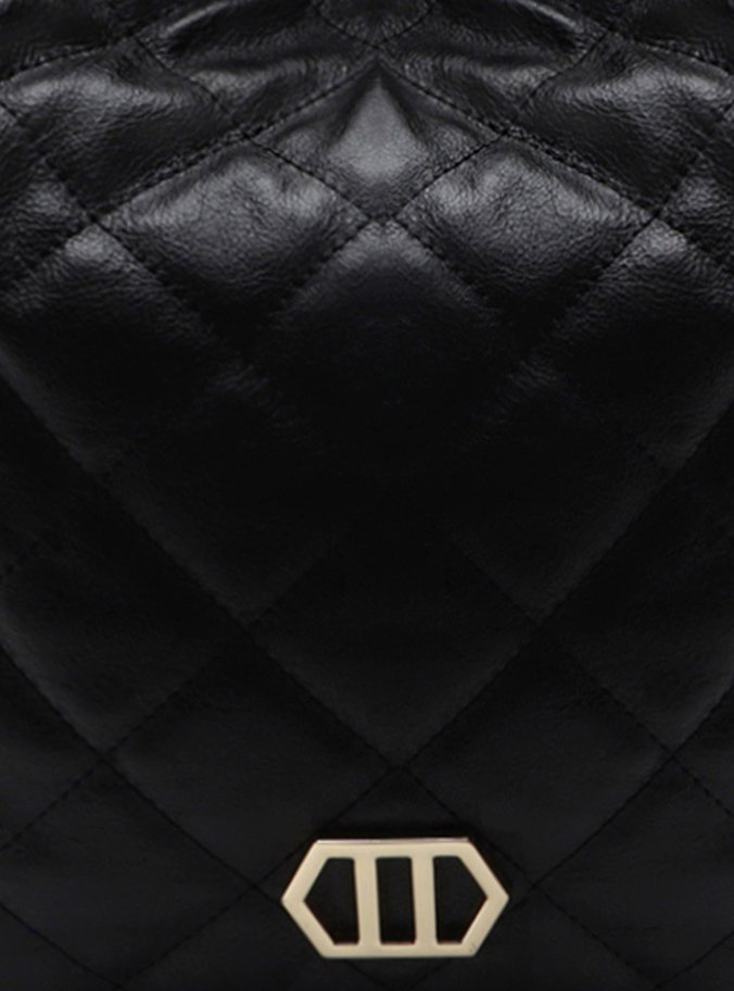 Mochila Preta Couro Charlotte Grande