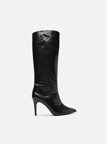Bota Preta Snake Cano Alto Salto Fino
