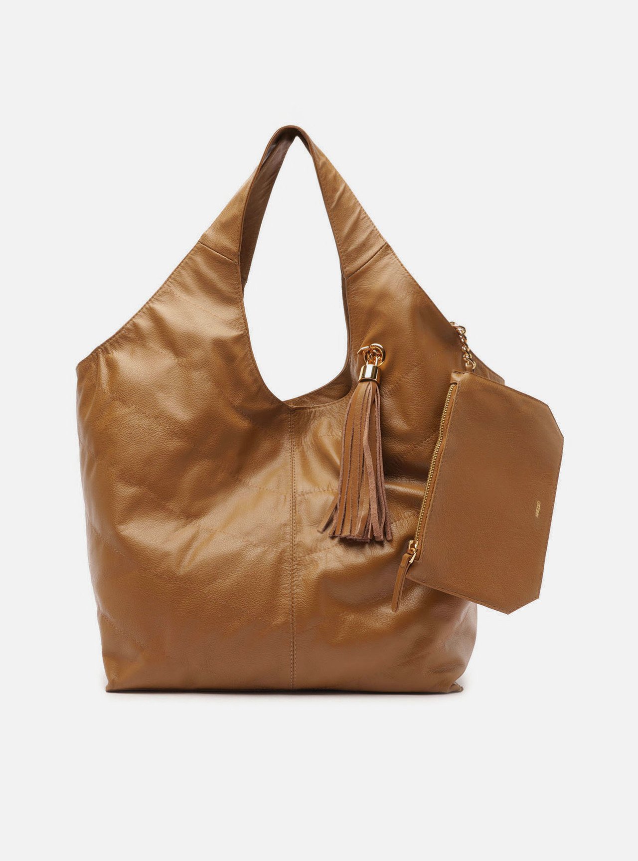 Bolsa Hobo Caramelo Couro Ísis Grande — foto 6