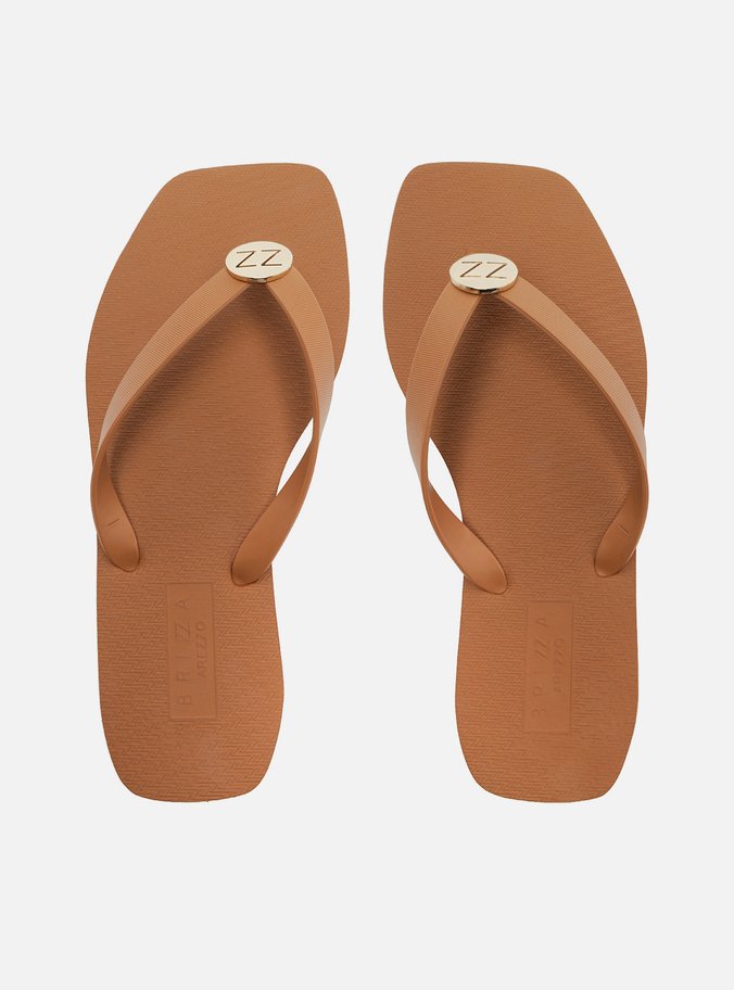 Chinelo de Dedo Laranja Flatform Metais Brizza