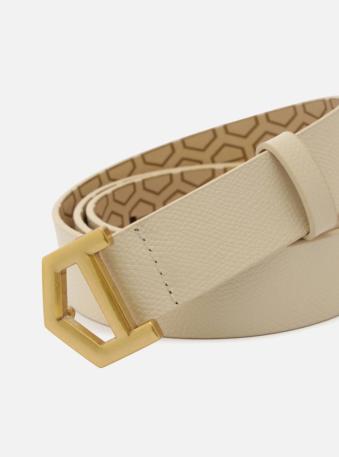 Cinto Off-White Couro Largo Fivela A