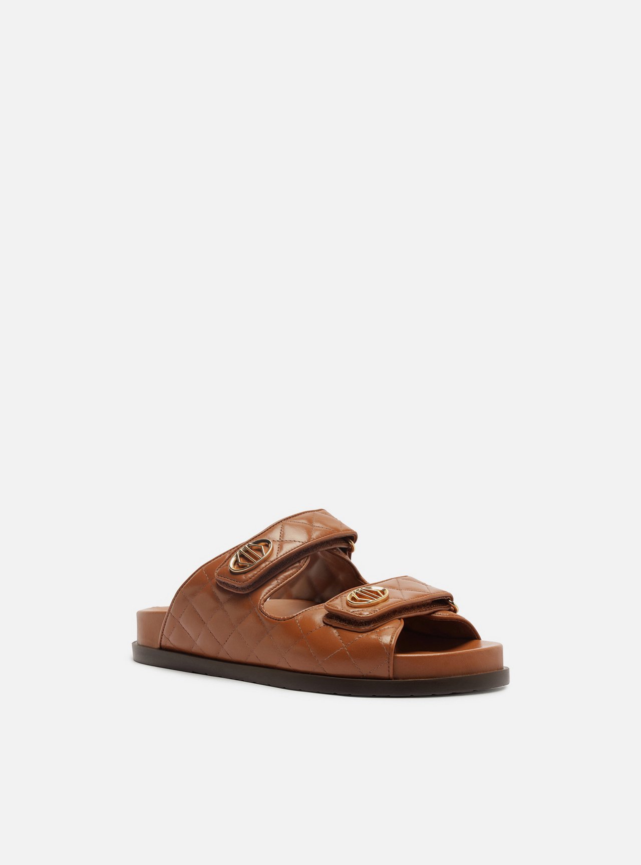 Sandália Papete Marrom Couro Flatform Matelassê — foto 2