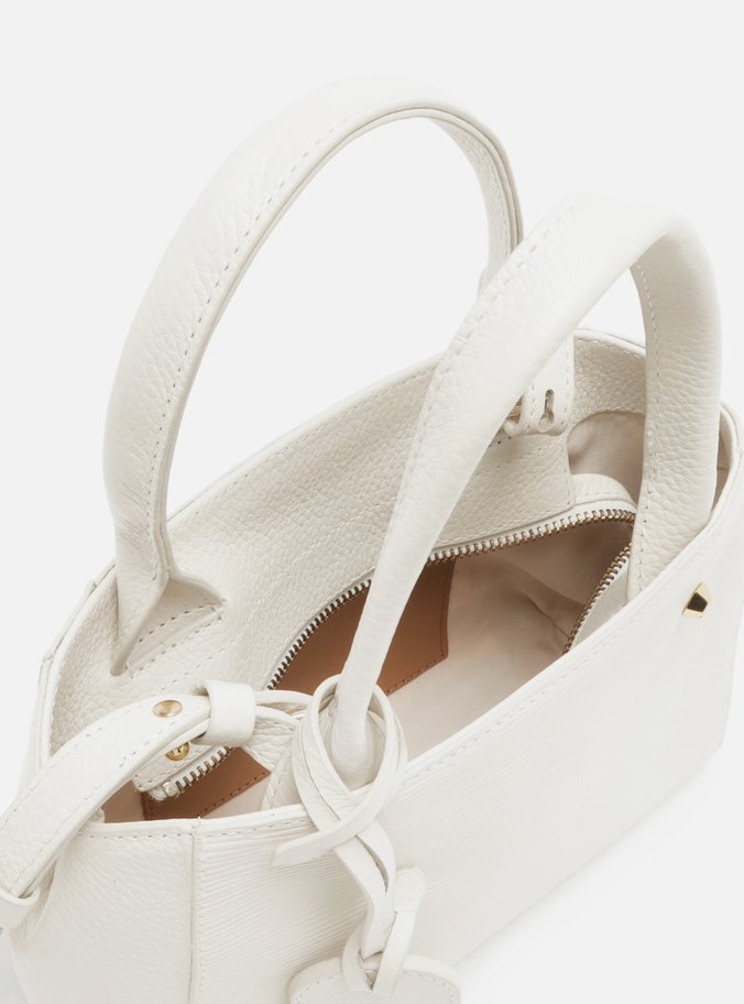 Bolsa Tote Off-White Couro Wave Bella Pequena