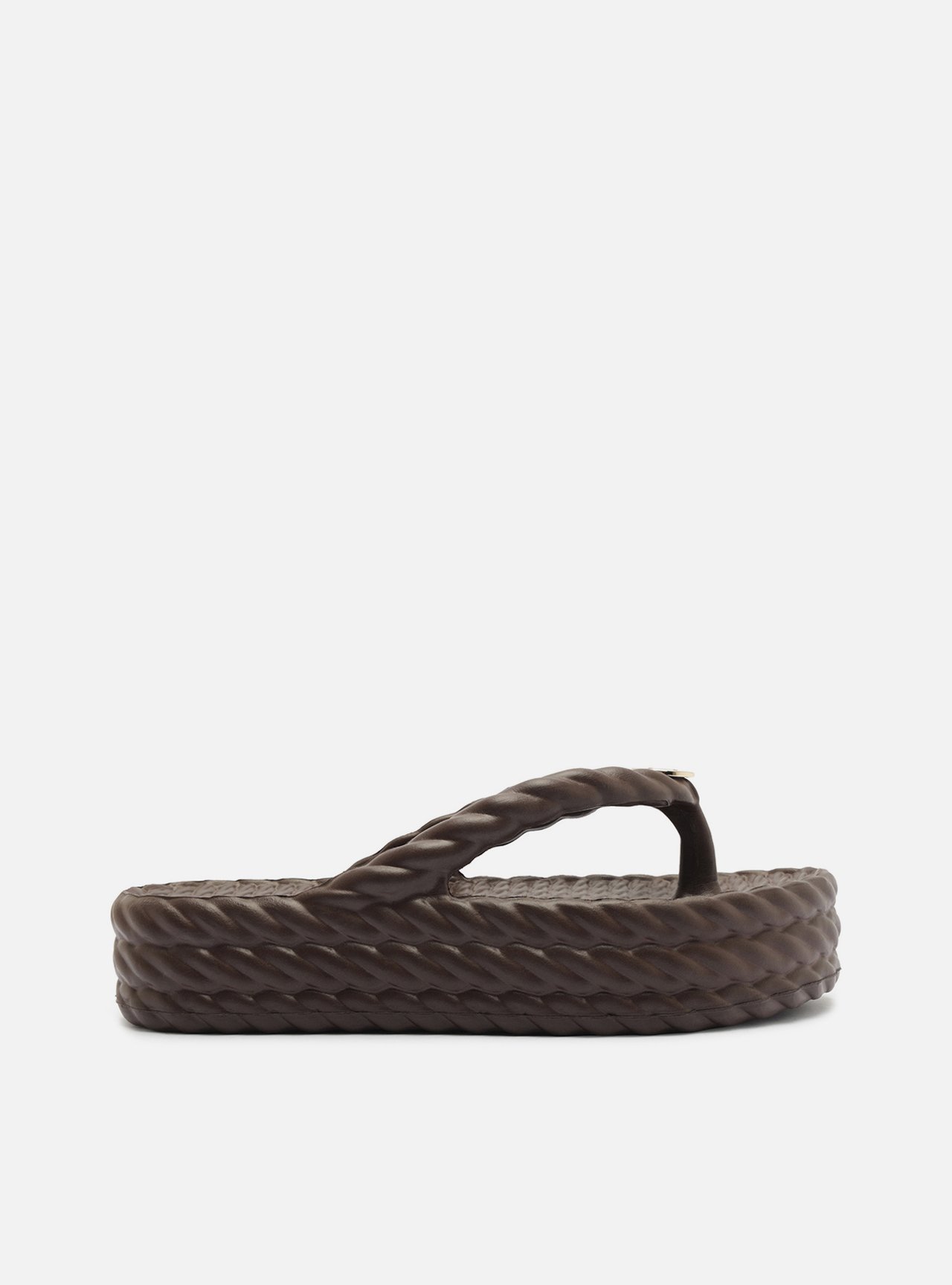 Chinelo de Dedo Marrom Flatform Tressê Brizza — foto 1