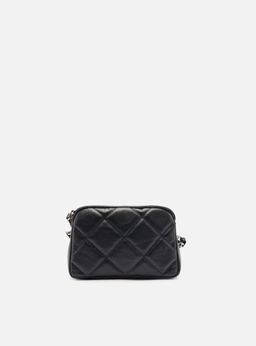 Bolsa Tiracolo Azul Couro Mizz Pequena Zíper