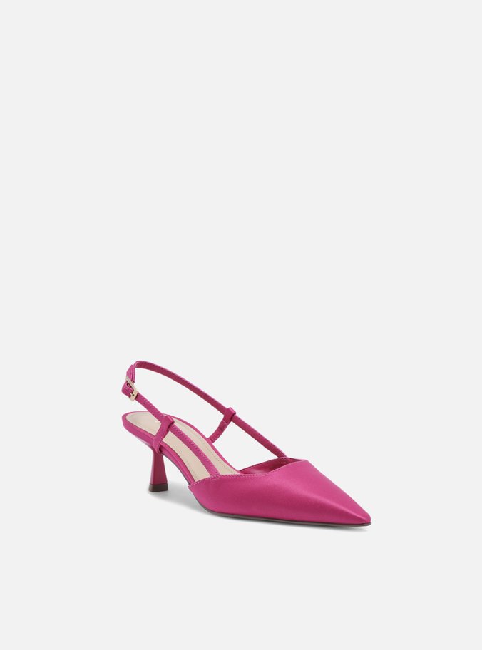 Scarpin Rosa Cetim Salto Baixo Geométrico