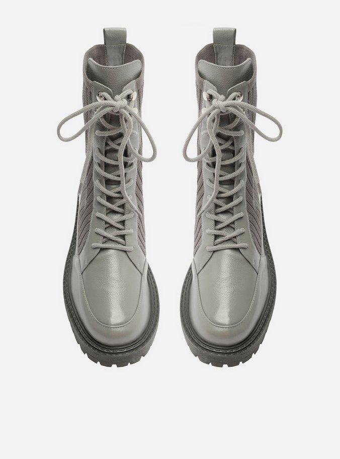 Bota Coturno Cinza Salto Baixo