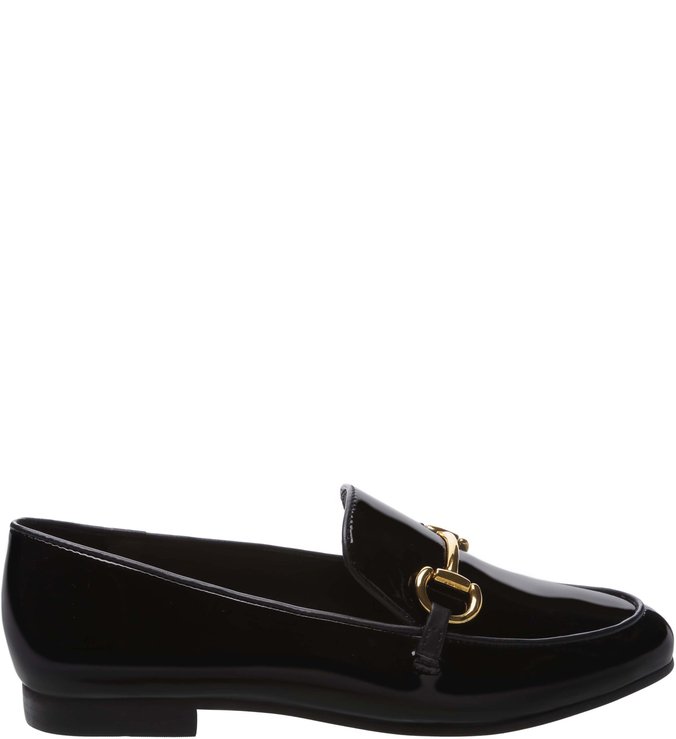 Mocassim Verniz Fivela Rasteiro Preto