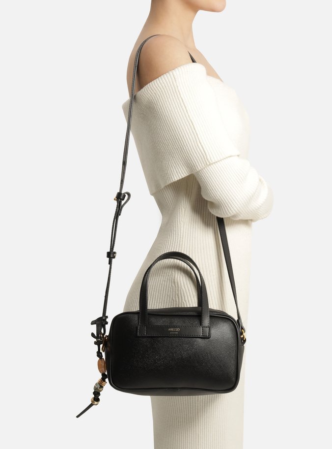 Bolsa Tiracolo Preta Média Bag Charm Pedras