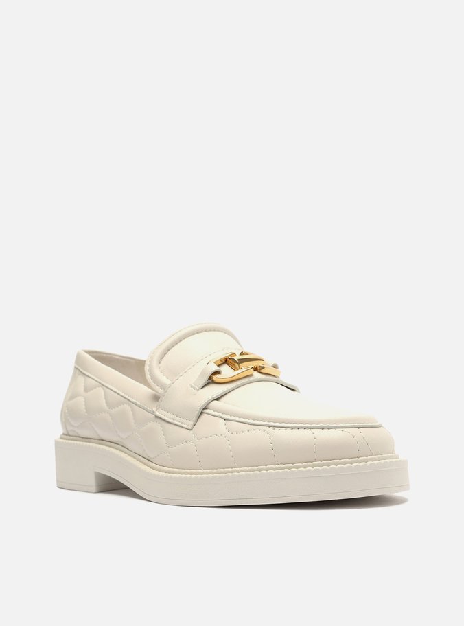 Mocassim Branco Couro Matelassê Clara