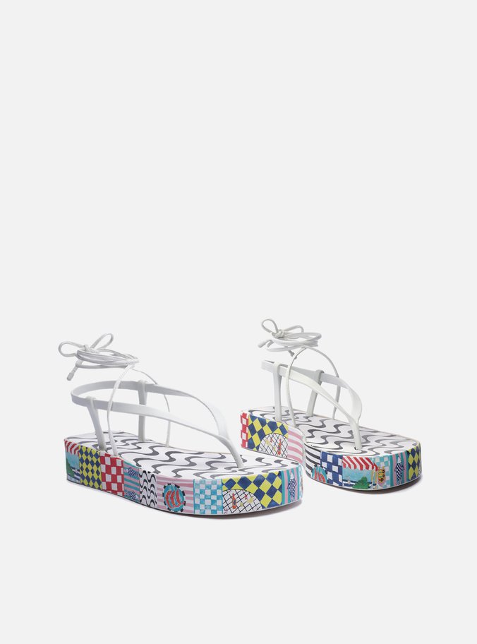 Sandália Multineutra Estampada Flatform Amarração Bela
