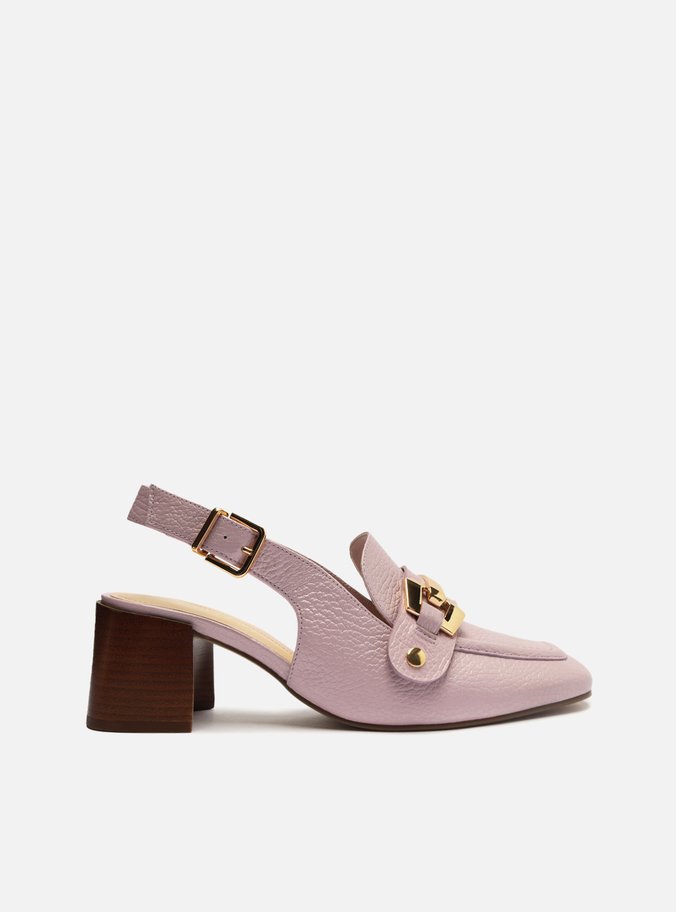 Loafer Rosa Couro Salto Bloco Bridão Switch  com Troca de Bridão