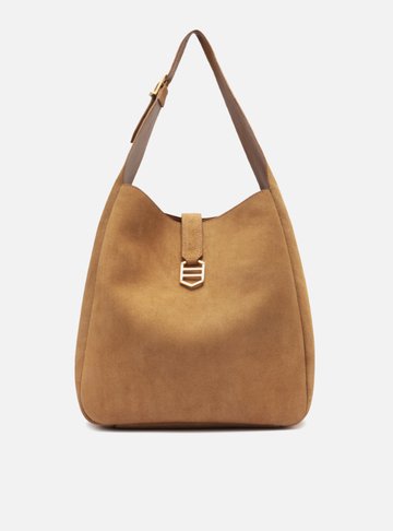 Bolsa Hobo Marrom Couro Acamurçado