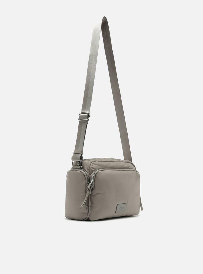 Bolsa Tiracolo Cinza Nylon Média Bolso