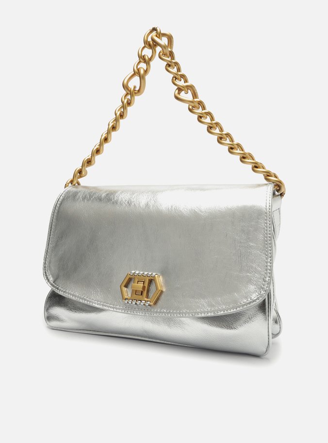 Bolsa Tiracolo Prata Couro Amélia Grande