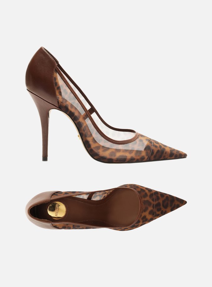 Scarpin Animal Print Tela Salto Fino Detalhe