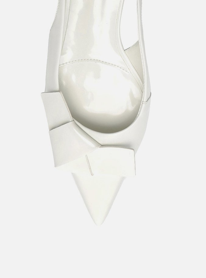 Sapatilha Branca Bico Fino Slingback Laço