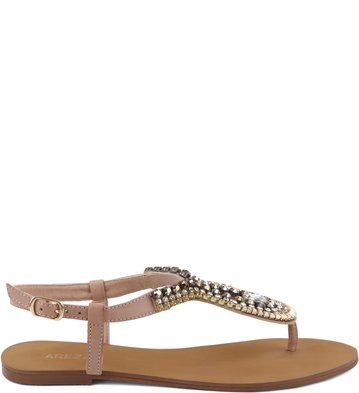 Rasteira Pedraria Nude-Rose