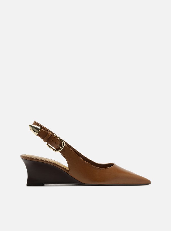 Scarpin Marrom Couro Anabela Fachete Slingback