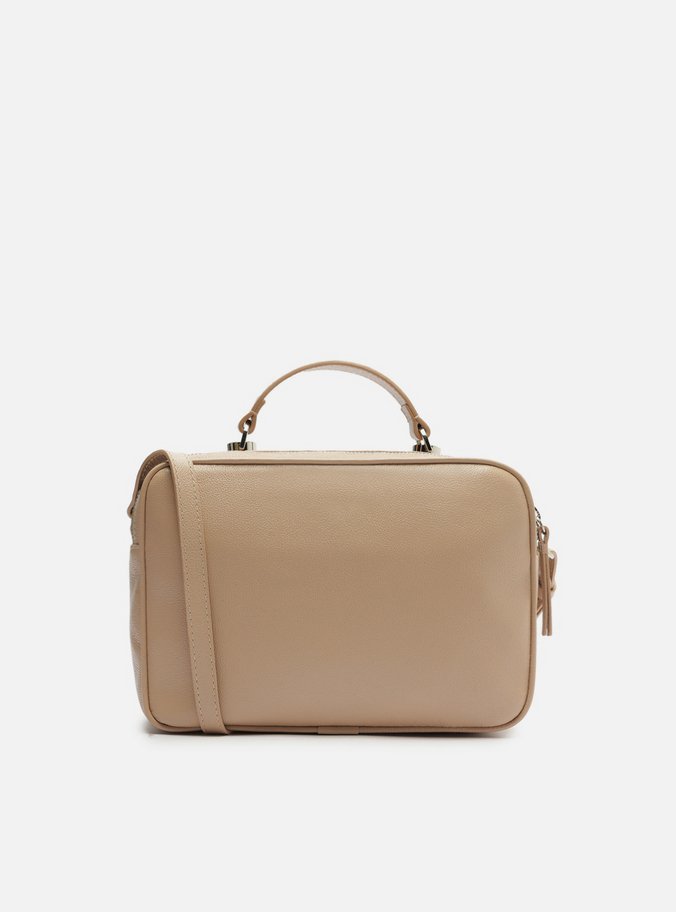 Bolsa Tiracolo Bege Couro Francine Média