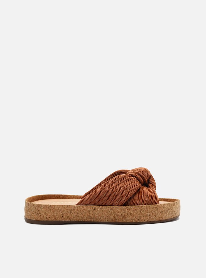 Rasteira Marrom Knit Flatform Isis