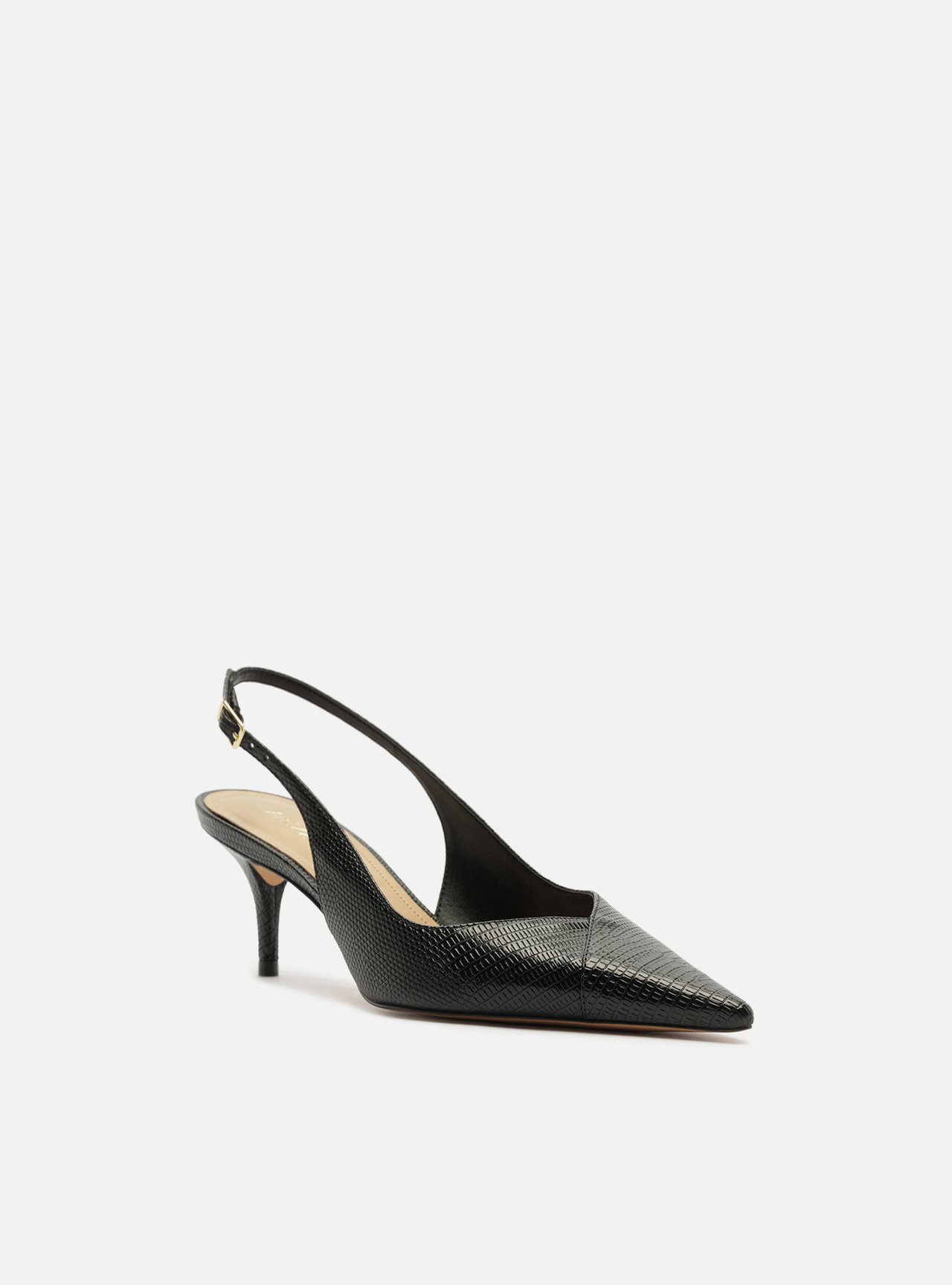 Scarpin Preto Lizard Salto Kitten Slingback — foto 2