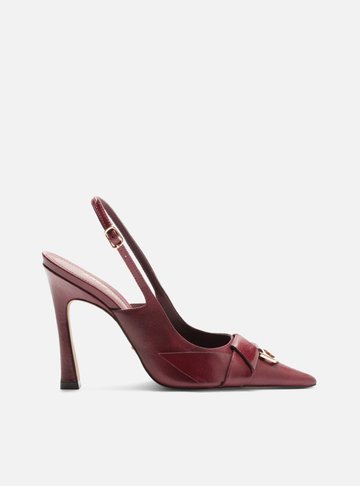 Mule Vermelho Couro Bico Fino Salto Alto