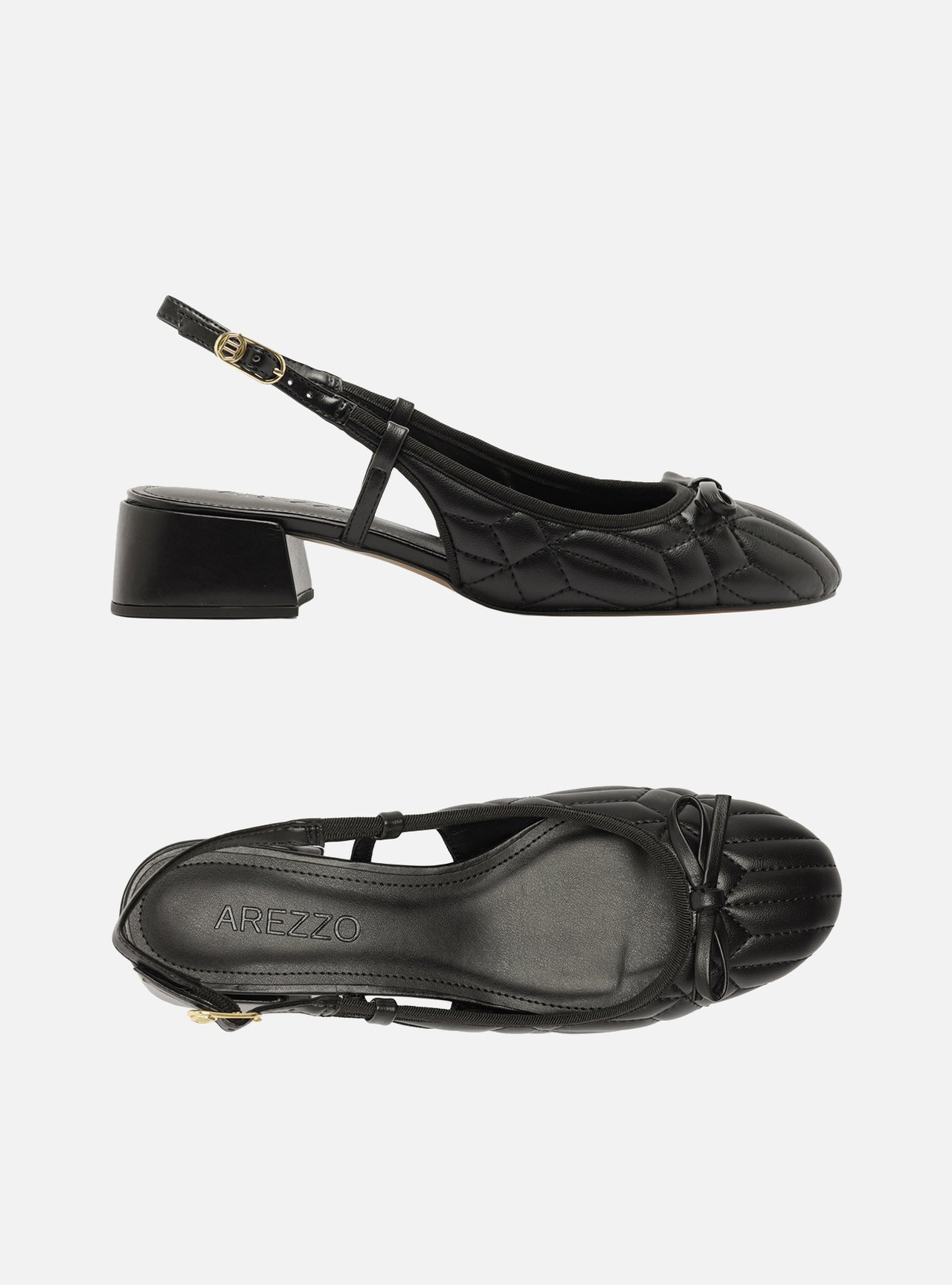 Scarpin Preto Salto Bloco Matelassê Slingback — foto 5