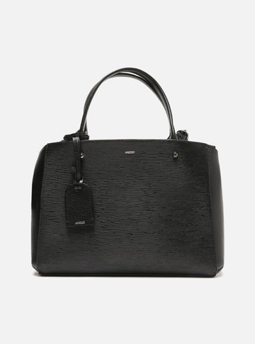 Bolsa Tote Preta Couro Wave Bella Grande