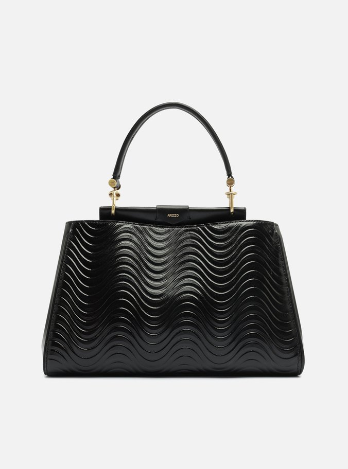 Bolsa Tote Preta Couro Wave Grande