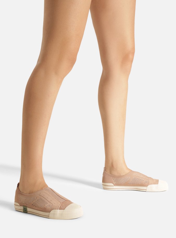 Tênis Slip On Rosa Knit Elástico Alme