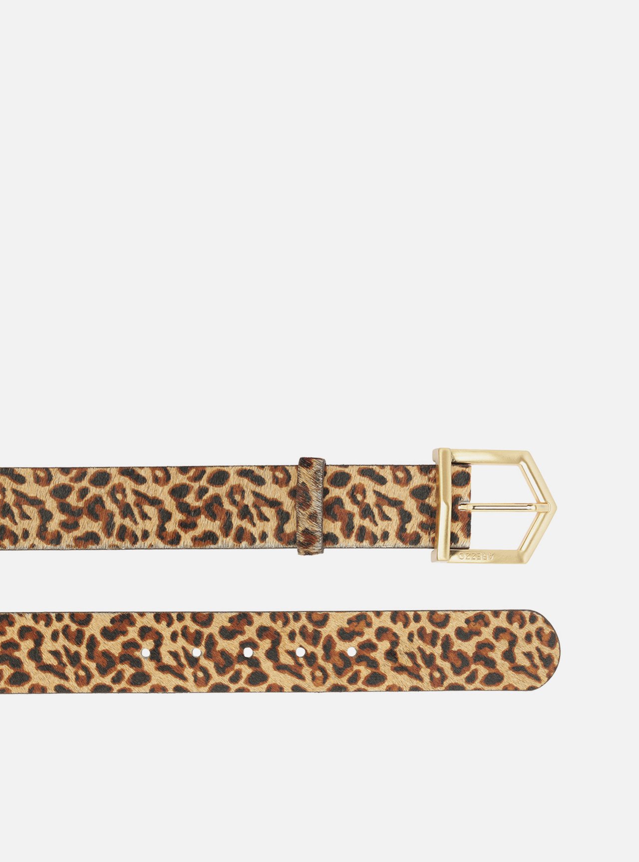 Cinto Animal Print Couro Fivela Metálica Geométrica — foto 3