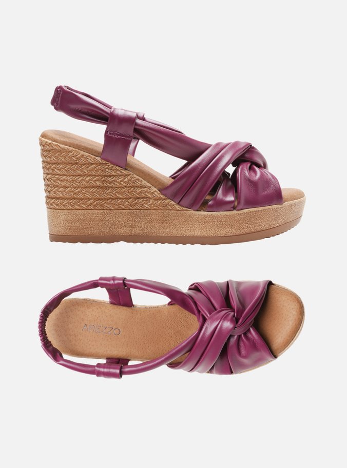 Sandália Vermelha Plataforma Nó Sling Back Cassis