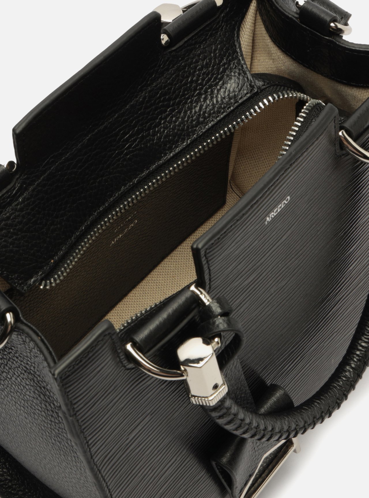 Bolsa Tote Preta Couro Abraccio Média — foto 4
