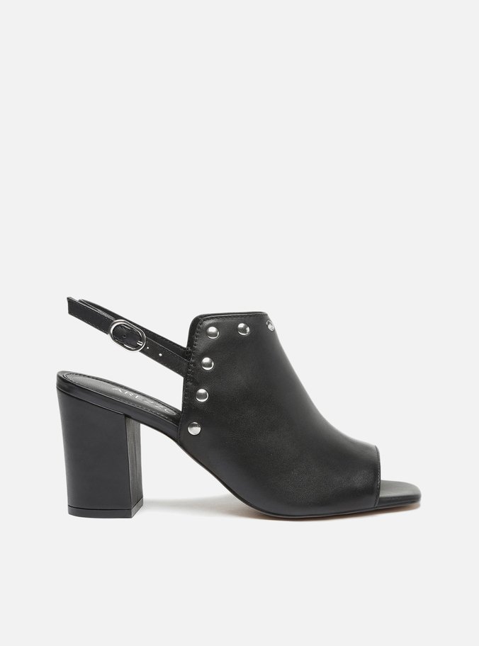 Sandal Boot Preta Couro Bloco Tachas