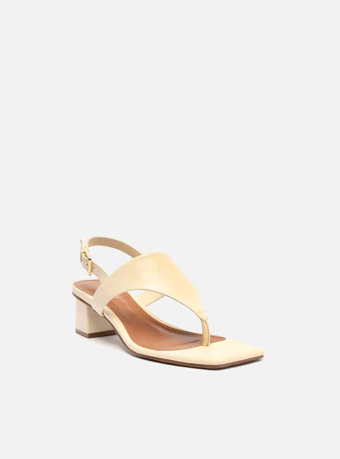 Sandália Off-White Bloco Bico Quadrado Tira